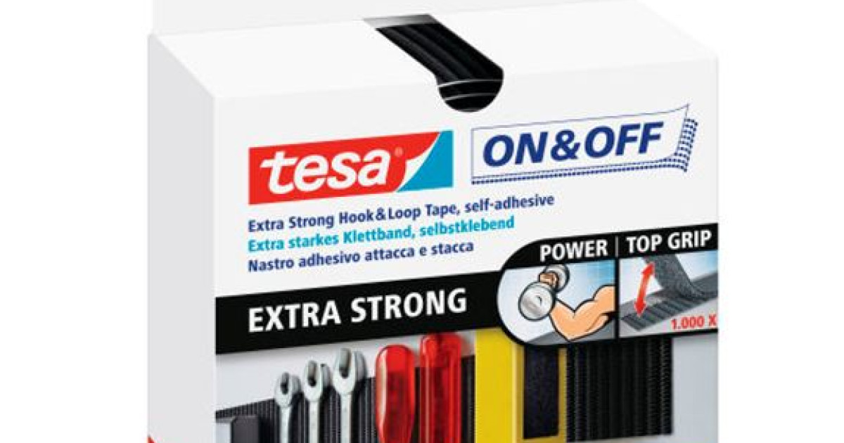 tesa® On & Off Extra Strong Hook & Loop Tape, Self-Adhesive - tesa