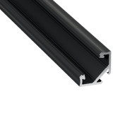 AL PROFILE for LED strip 1m corner black anode + end caps + mounts + diffuser transparent