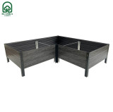 Raised garden bed KLASIKA Wood Look L – shape, gray: 150x150x75x75x75x75 cm, h-30 cm