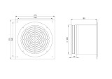 Sienas kantainais zemspiediena ventilators, Ø200mm, metāla