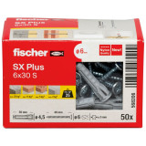 FISCHER Nylon plug SX Plus with screw 6x30, 50 pcs.