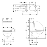 Geberit toilet with SC cover Selnova Rimfree, horizontal outlet, bottom inlet, white, 501.753.00.1