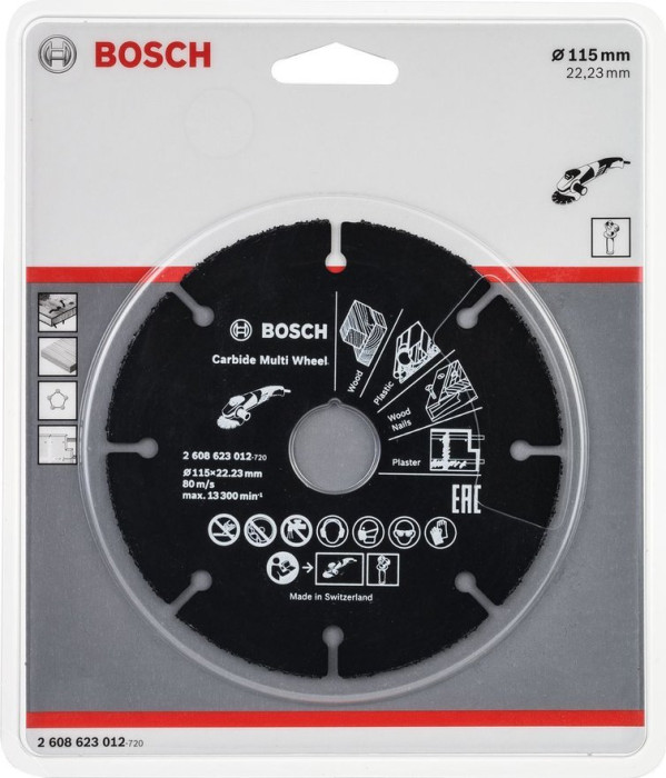 Bosch Carbide Multi Wheel Saw Cutting Wood Plastic Plaster 115 mm