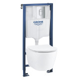 GROHE WC compl-pot with QR/SC lid Serel Rimless, frame Solido, button Arena Cosmo chrome 101046SH0H