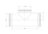 T-joint metal, Ø125-100mm with rubber, extruded 