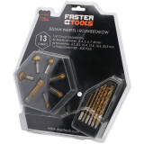 FASTER TOOLS Set of drills and countersink drills - 13 pieces