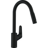 Hansgrohe Single lever kitchen mixer with pull-out spray 2 jets,  Focus 240, Matte Black, HG31815670