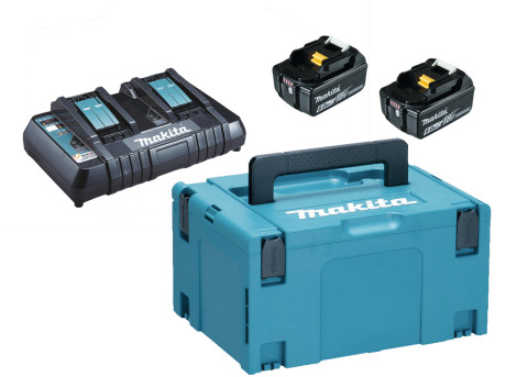 Lādēšanas komplekts POWERPACK 18V 2XBL1860B DC18RD+MAKPAC, MAKITA 198077-8 2X6Ah + lādētājs 198116-4