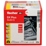 FISCHER Nylon dowel SX Plus with screw 8x40, 50 pcs.