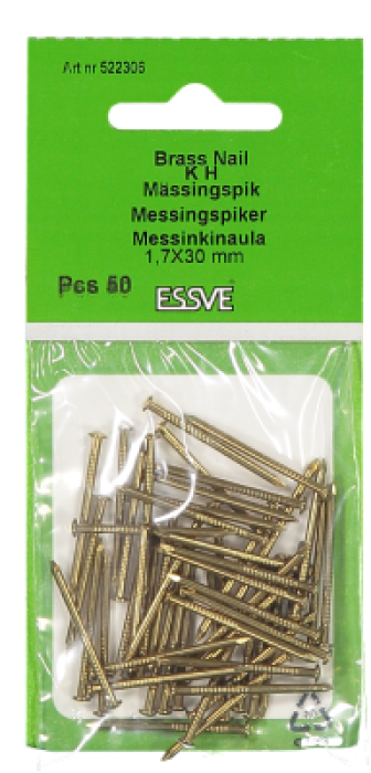 Essve Brass Nails KH 1.7x30 50pcs. 522306