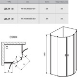 Ravak Dušas kabīne CSKK4-90 Spīdīga+ stikls Transparent 3Q170C00Z1