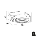 CADDY corner basket, 184x70x184, brushed stainless steel