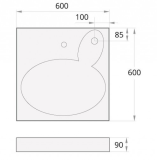 PAA sink CLARO 600x600 mm with brackets, white, above the washing machine