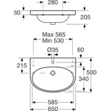 Bathroom sink Nautic 5565 - for bolt/bracket mounting 65 cm