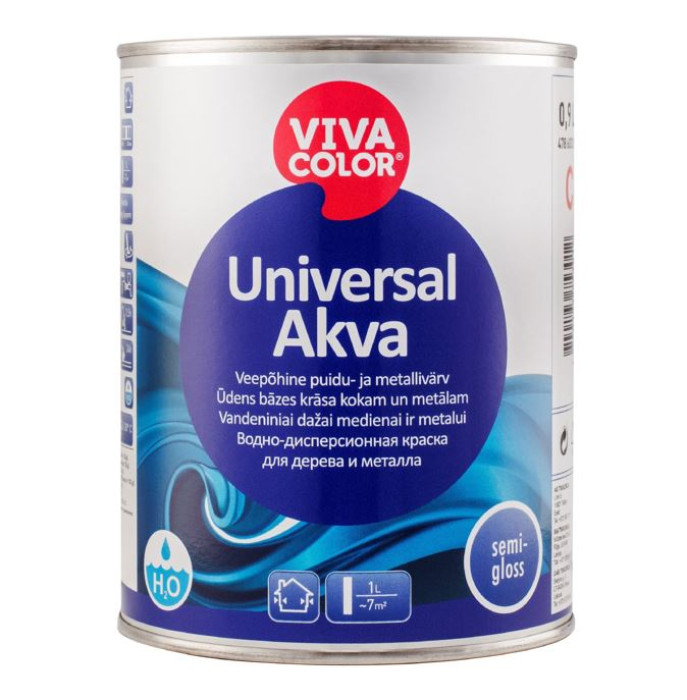 Vivacolor UNIVERSAL AKVA A 0.9L Pusspīdīga ūdens bāzes krāsa
