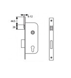 Mortice lock with TESA TE5 cylinder, with roller, brass