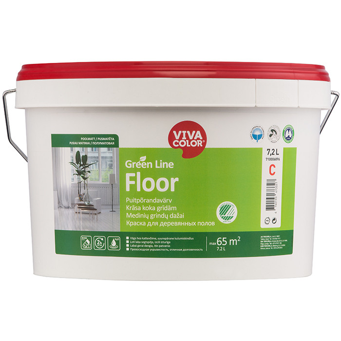 VIVACOLOR GL Floor A 7.2L Pusmatēta krāsa grīdām Green Line
