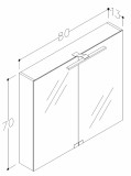 Kame mirror cabinet MC2DM/80-70/D1