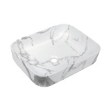 Countertop sink FLORINA 51cm white/marble effect, matte