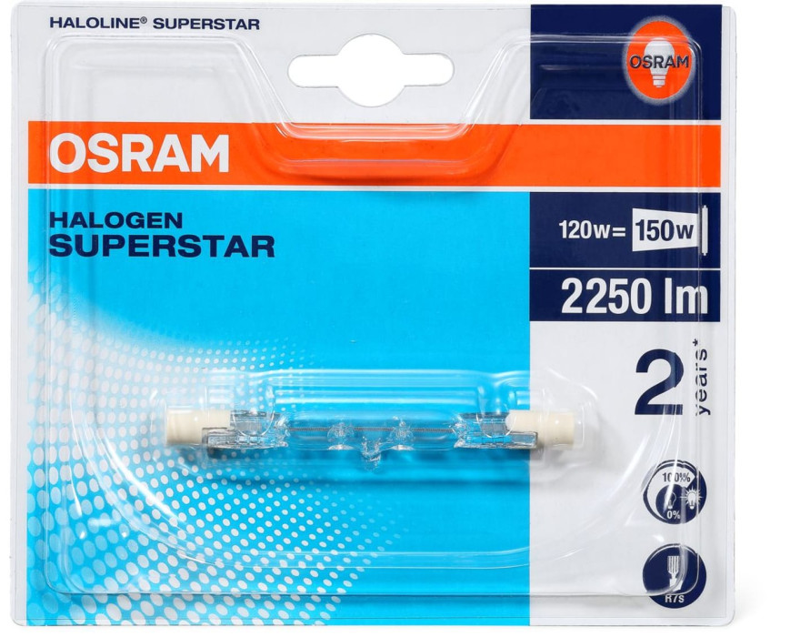 atom wipe yours OSRAM HALOLINE SUPERSTAR 75mm 120/150W 2200LM 2950K R7s Double ended  halogen lamps with tube base