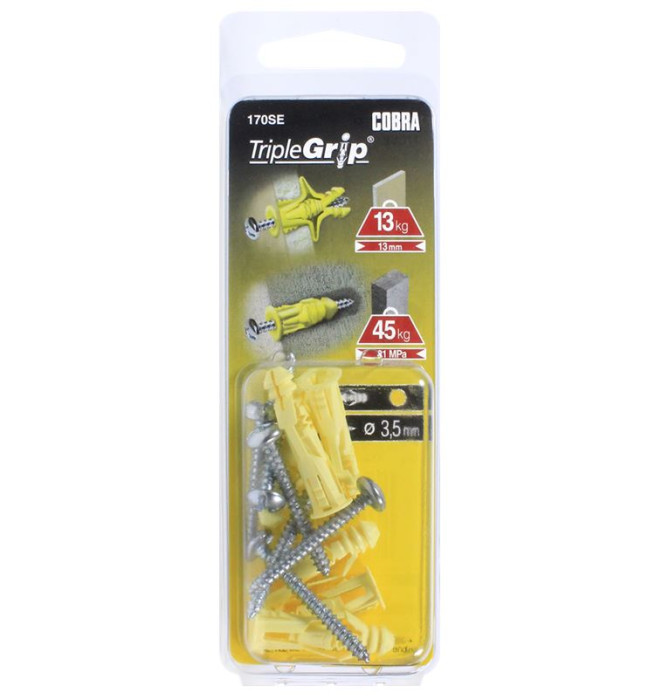 TRIPLE-GRIP dzeltens 3.5mm+skrūve, 6gab/iep
