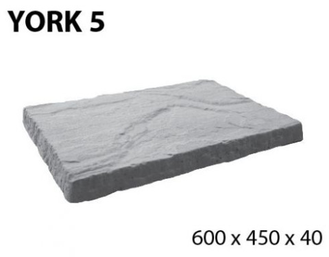 Dekoratīva betona ietves seguma plātne YORK5 600x450x40mm gaiši pelēks,22kg/gab;890kg/paletē