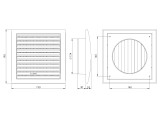 Ventilation grille plastic, 190x190mm, ø125mm, adjustable, anthracite