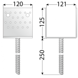 Post support U type 121x125x120x4.0mm