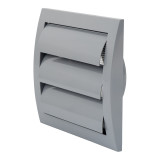 ventilation grille plastic, 148x153mm, Ø100mm, with shutter, grey