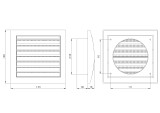 вентиляционная решетка пластмассовая, 148x153mm, Ø100mm