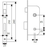 Mortise Lock for WC, 203450HN, Nickel