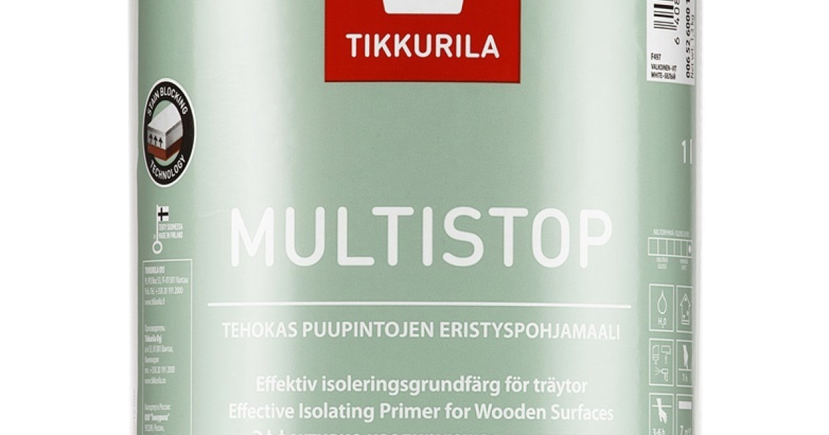 Tikkurila MULTISTOP 1L Izolācijas Gruntskrāsa Kokam