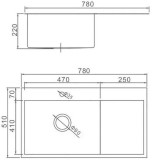 Steel kitchen sink WISENT, 78x51cm, PVD, right, soap dispenser, siphon