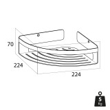 CADDY Угловая корзина большая, 22,4x70x22,4см, хром