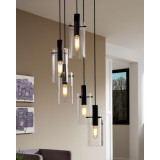 Pendant Light EGLO Montefino 5XE27 max5X60W black/clear 97368