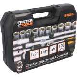 FASTER TOOLS Socket wrench set - 108pcs 1/2" & 1/4" CR-V