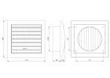 ventilation grille plastic, 148x153mm, Ø100mm, adjustable