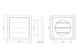 Ventilācijas reste SFĒRISKA kvadrāta žalūzija 190x190mm D-12