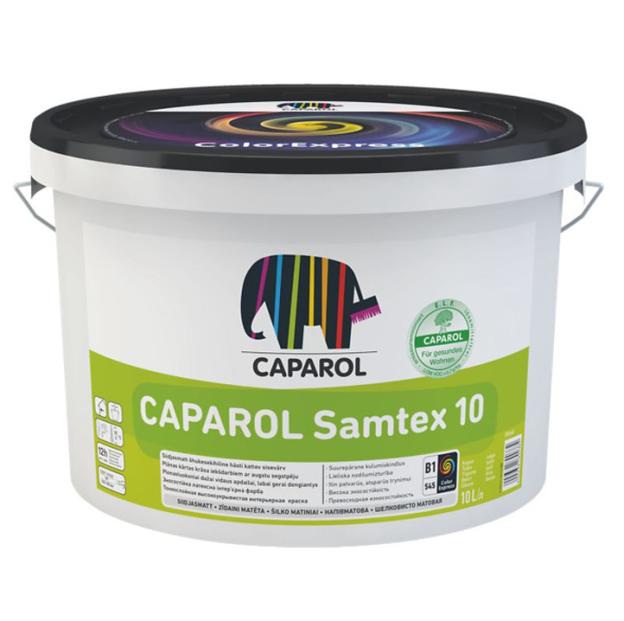 Caparol SAMTEX 10 B1 1.25L Zīdaini matēta lateksa krāsa
