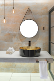 Surface-mounted sink KOS 42cm black/gold, shiny