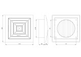 вентиляционная решетка пластмассовая, 148x153mm, Ø100mm, потолочная, регулируемая