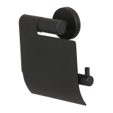 BOSTON toilet-paper roll-holder with lid,black stailess steel