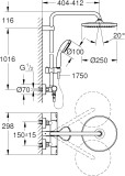 Grohe shower system with shower thermostat Vitalio Start 250, chrome 26677001