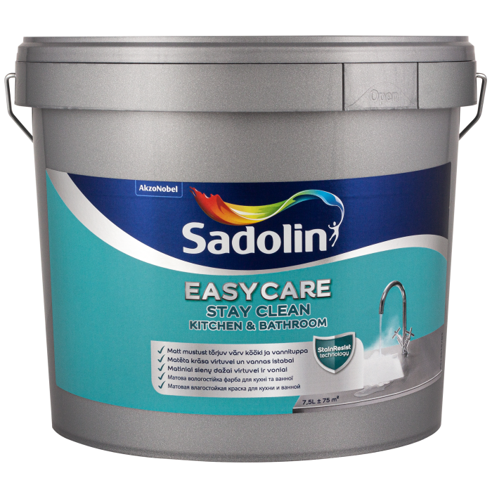 Sadolin EasyCare Kitchen&Bathroom BW 7.5L Matēta mitrumizturīga krāsa sienām