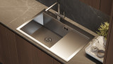 Steel kitchen sink WISENT, 78x51cm, PVD, left, soap dispenser, siphon